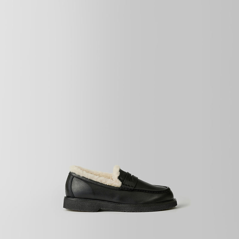 The Celeste Shearling Black Leather