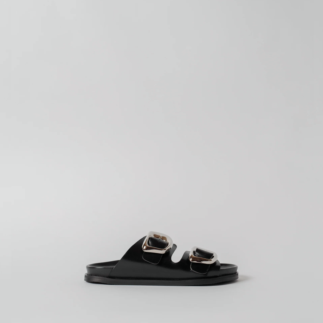 THE PERNILLE BLACK LEATHER SILVER BUCKLE