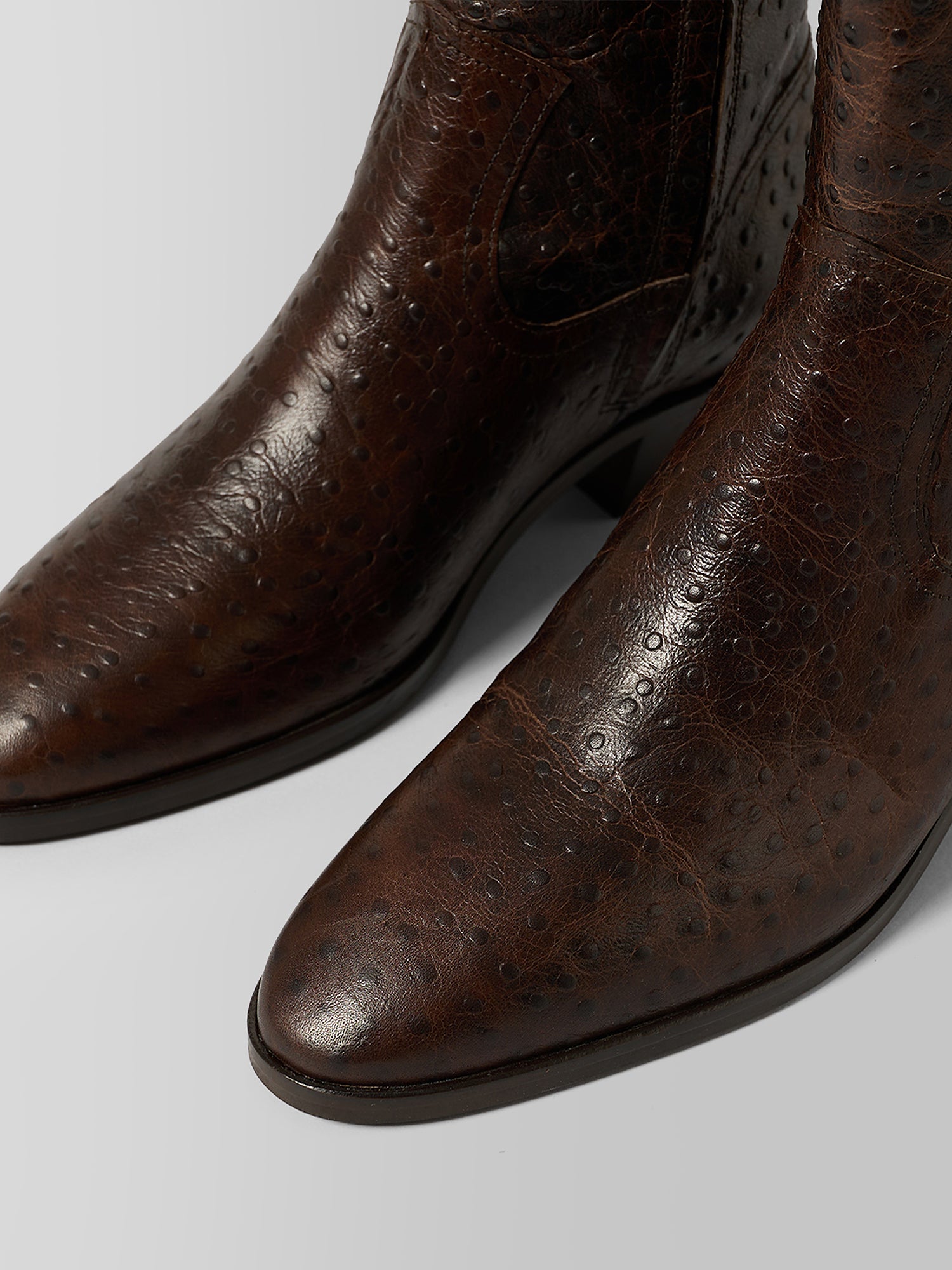Blankens The Alva Brown Ostrich Embossed Leather Boots