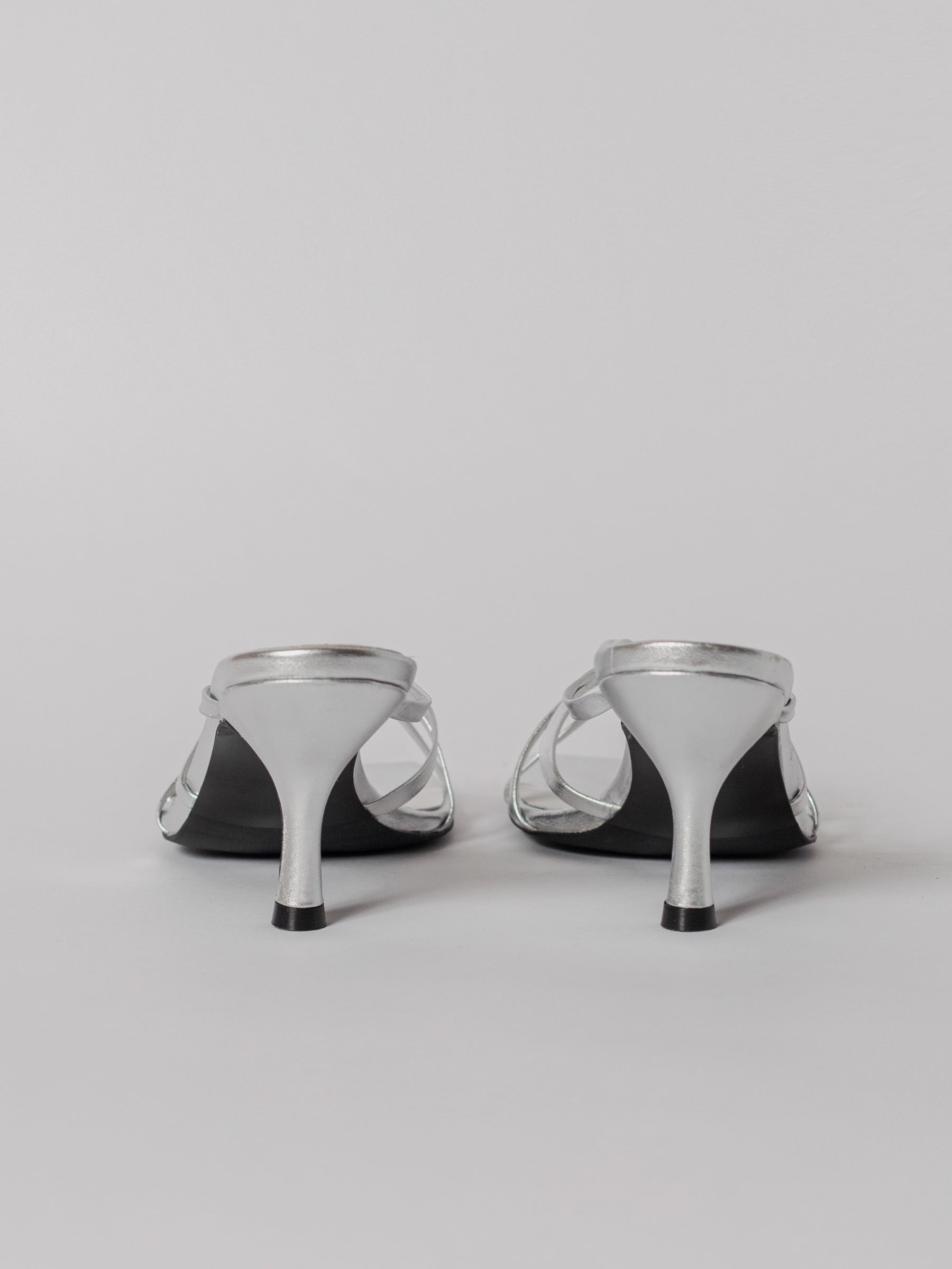 Blankens The Jennie Silver heeled sandal in silver leather